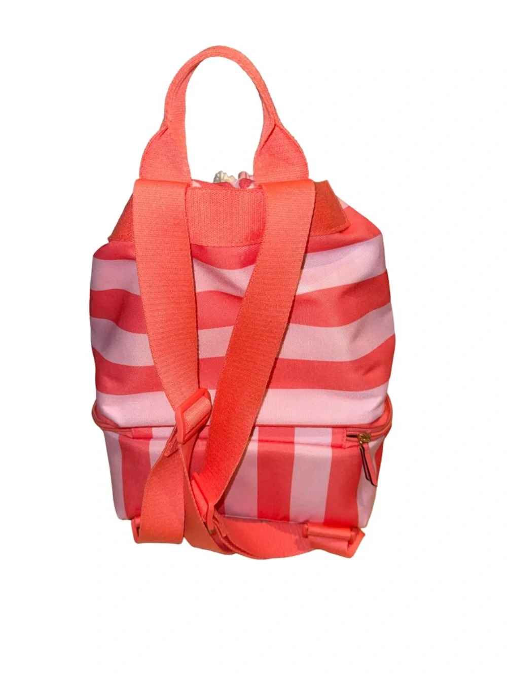 Victoria's Secret Beach Coral and Light Pink Striped Drawstring Cooler/Backpack - Picture 4 of 5